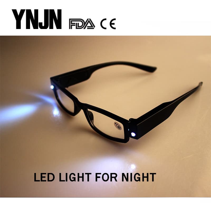 YNJN cheap plastic frame mens led reading glasses